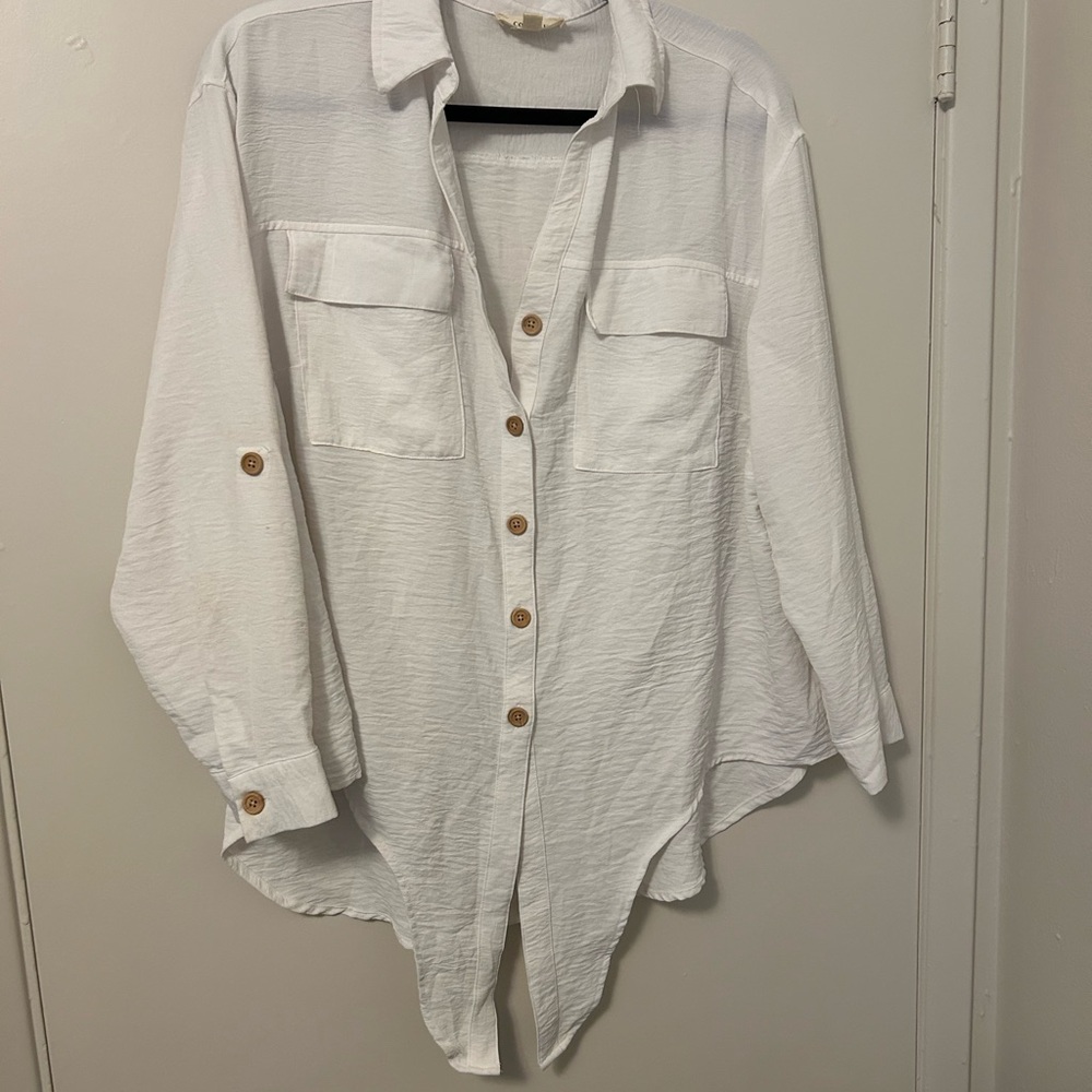 White Button-Up Shirt Tie Shirt